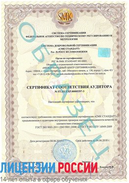Образец сертификата соответствия аудитора №ST.RU.EXP.00005397-3 Уссурийск Сертификат ISO/TS 16949